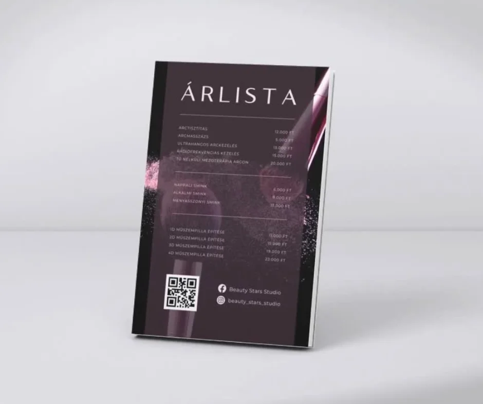 Beauty Stars Studio szépségszalon árlista
