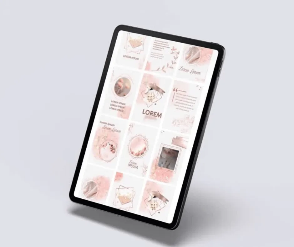 Nőies, rosé hangulatú közösségi média feed