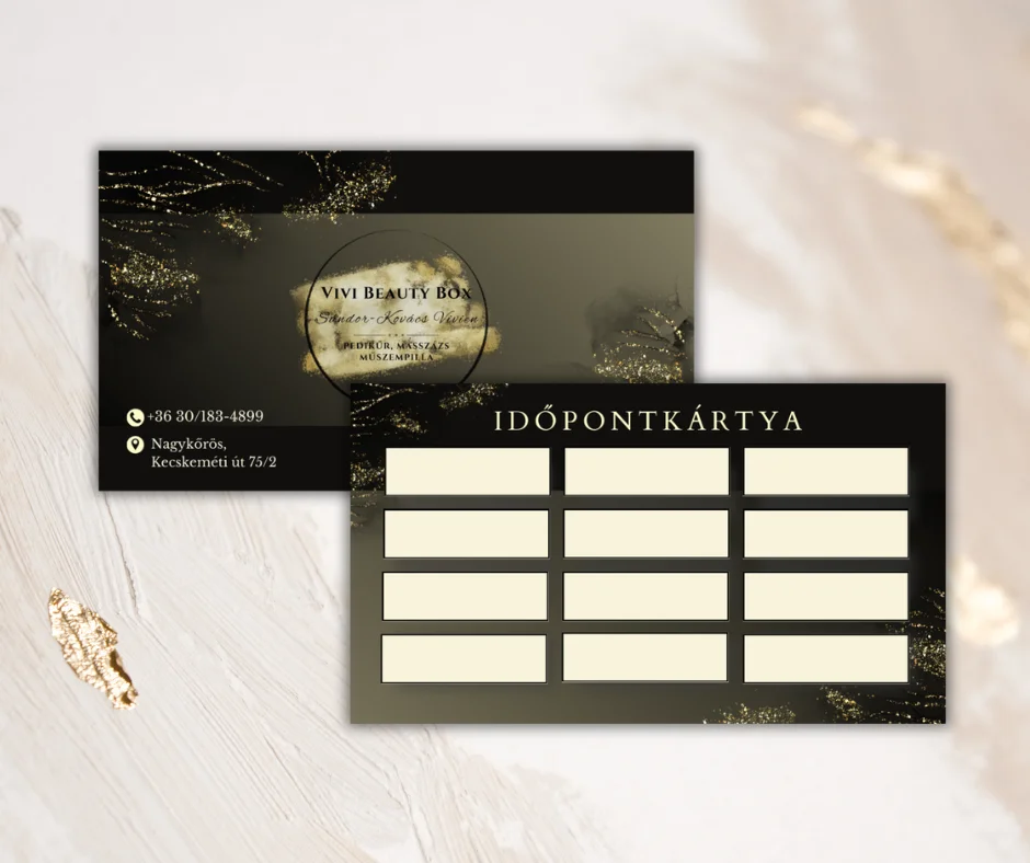 Vivi Beauty Box névjegykártya és időpontkártya