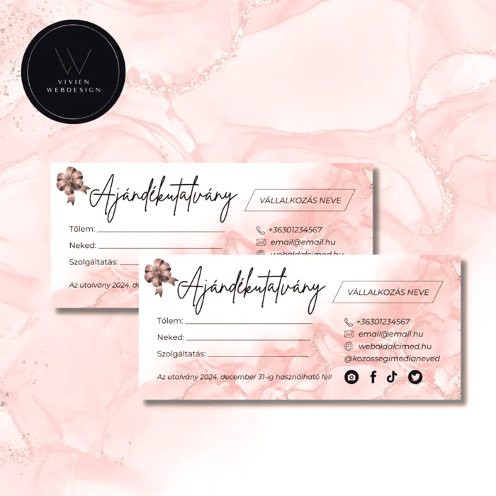 Ajándékutalvány Canva sablon – Pink marble