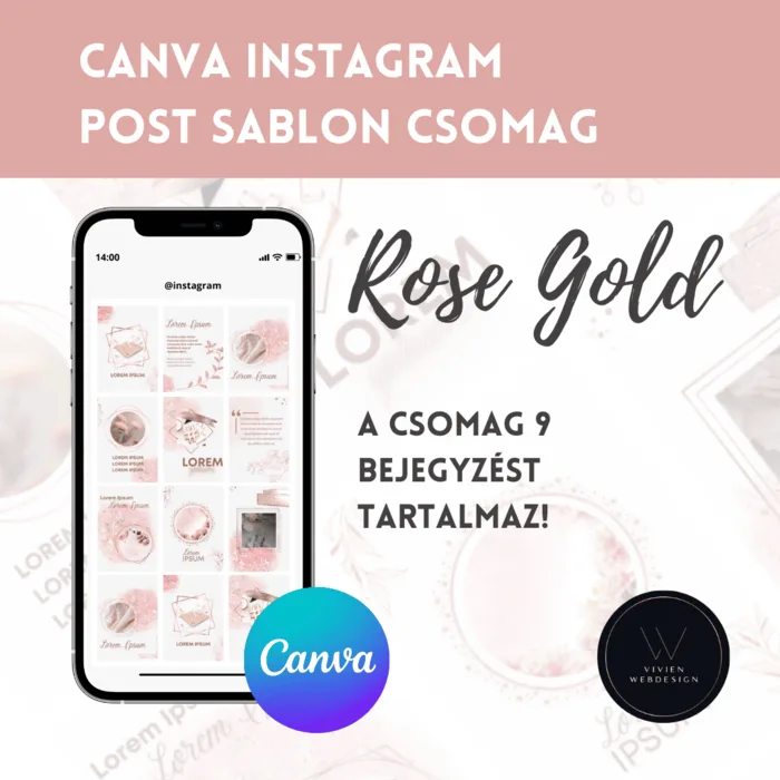 Canva Social Media poszt sablon csomag – Rose gold