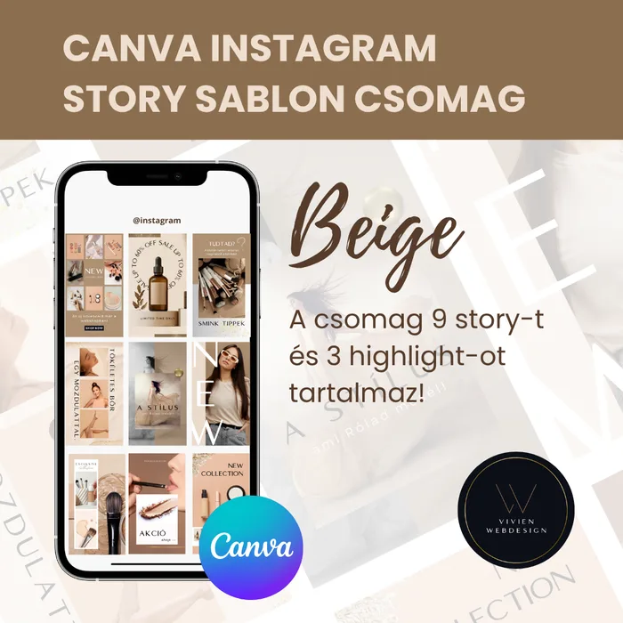 Canva Social Media Story sablon csomag – Elegant Beige