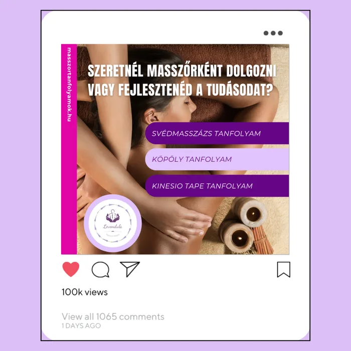 Levendula Masszőr Tanfolyam Instagram poszt